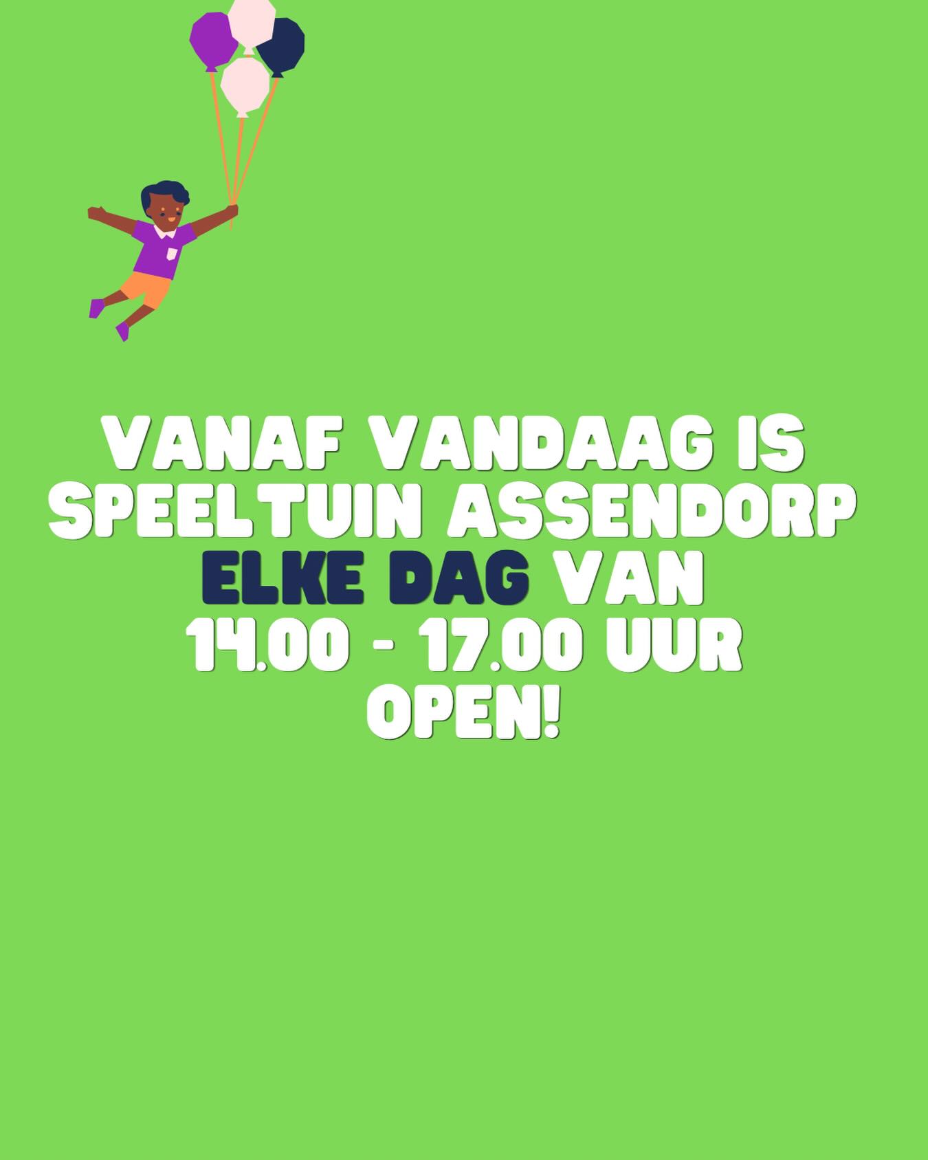 We hebben nieuwe vaste vrijwilligers en dat betekent dat we extra openingsdagen kunnen toevoegen. We zijn vanaf vandaag daarom ELKE DAG open van 14.00 tot 17.00 uur 🙌.

Dus wie komt er deze zonnige dinsdagmiddag lekker spelen bij ons?!

#speeltuinassendorp #zwolle #assendorp #speeltuin