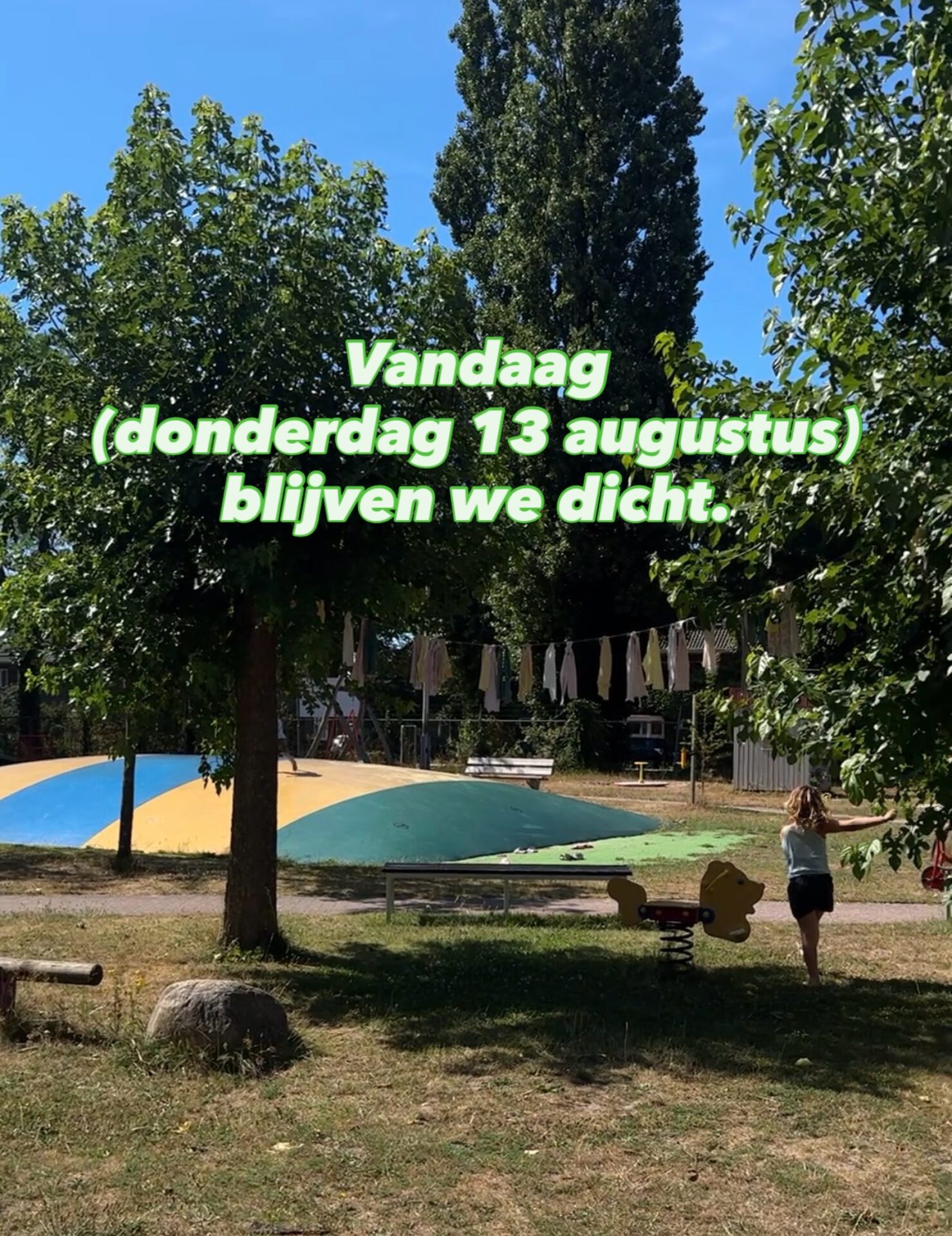 Lieve volgers, we hebben voor vandaag geen toezichthouder en besloten om niet verder energie te steken in op zoek gaan naar vervanging. Door de warmte verwachten we ook niet zoveel kinderen dus we blijven dicht. 

Fijne dag vandaag en let goed op jezelf 🌞

#speeltuinassendorp #assendorp #zwolle #speeltuin
